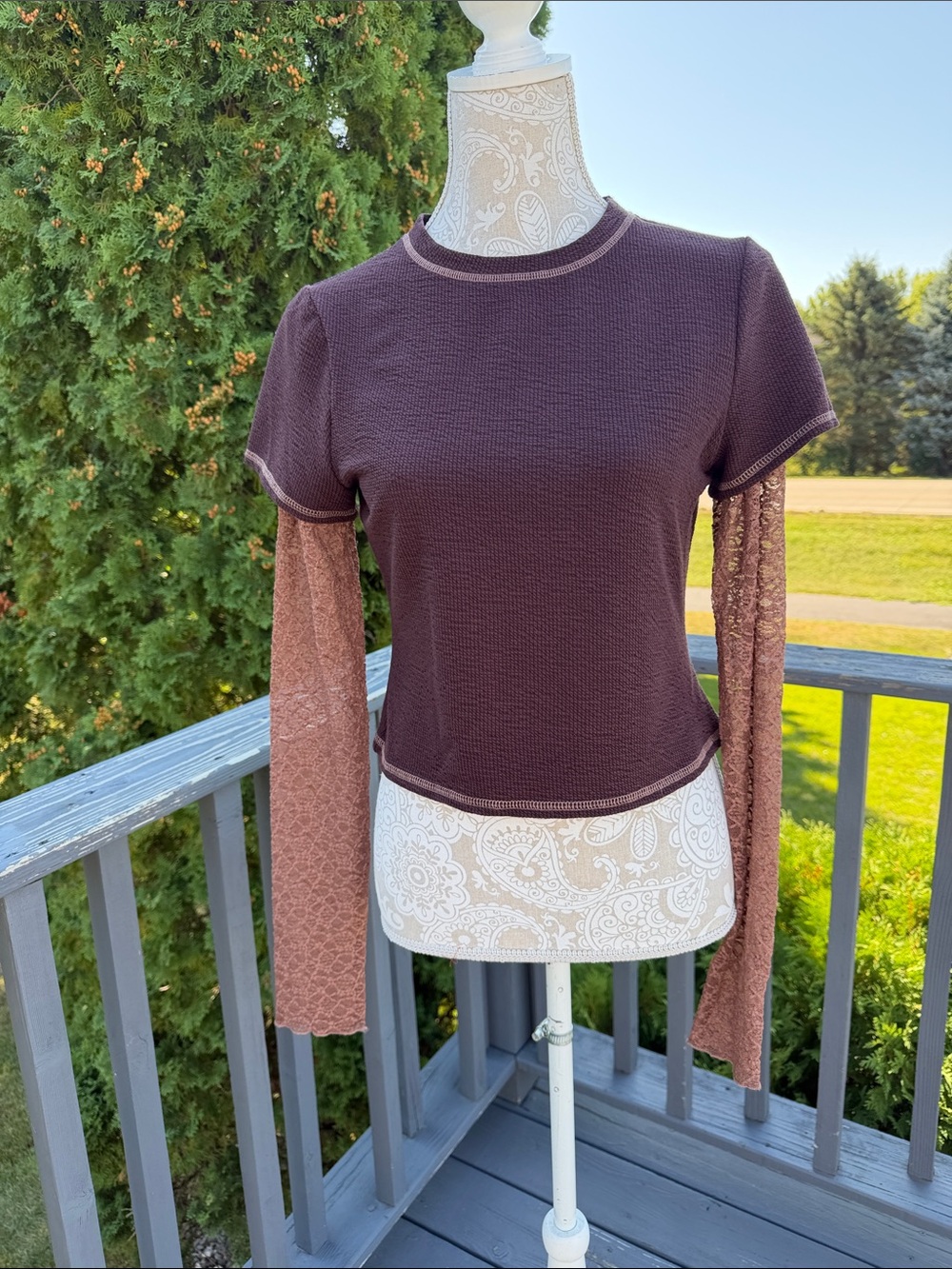 Women's Layered-Look Long Sleeve Top sz L